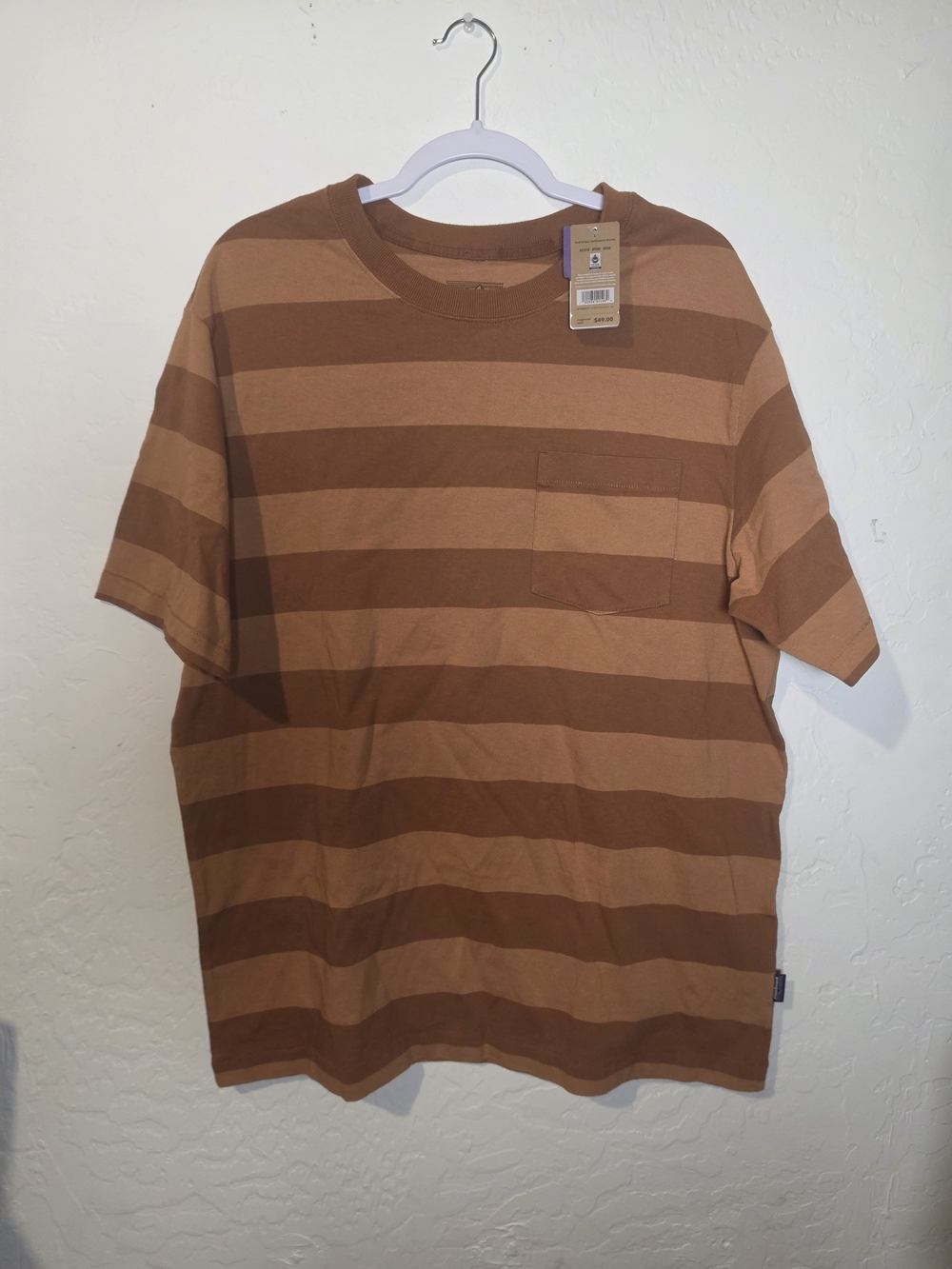 Patagonia Brown & Tan Striped Pocket Short-Sleeve Tee